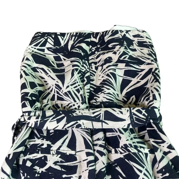 Ann Taylor Loft Navy White Tropical Print Jumpsuit Linen Strapless Size 2 Womens - Picture 8 of 13
